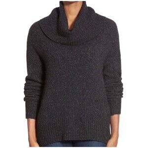 Michael Kors Wool Blend Dark Gray Cowl Neck Sweater Elliptical Hem Medium
